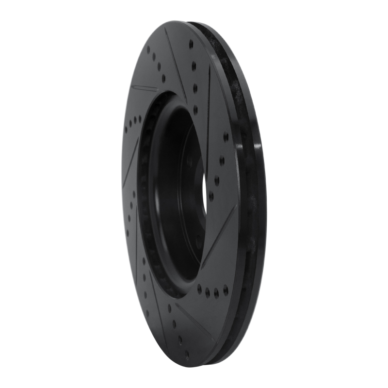 Nissan Sentra Brake Rotor (1) - Front Left - R1 Concepts - Drilled & Slotted - Black - `04-`06